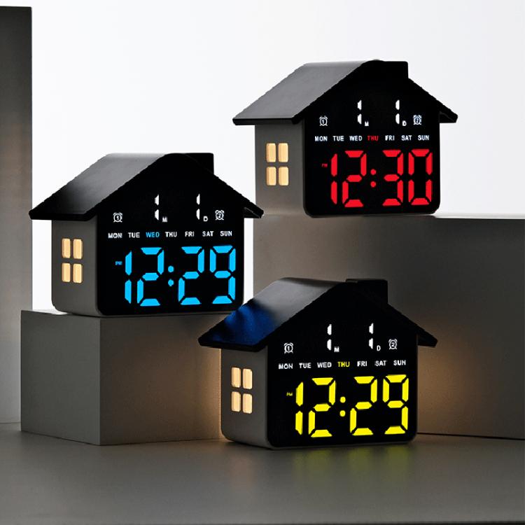 House-Shaped Digital Alarm Clock with Night Light Dual Alarms & Timer Function, 4-Level Brightness, GH9033 Black+Yellow Light, GH9033 Black+White Light, GH9033 Black+Red Light, GH9033 Black+Blue Light, GH9033 Black+Green Light, GH9033 White+White Light...