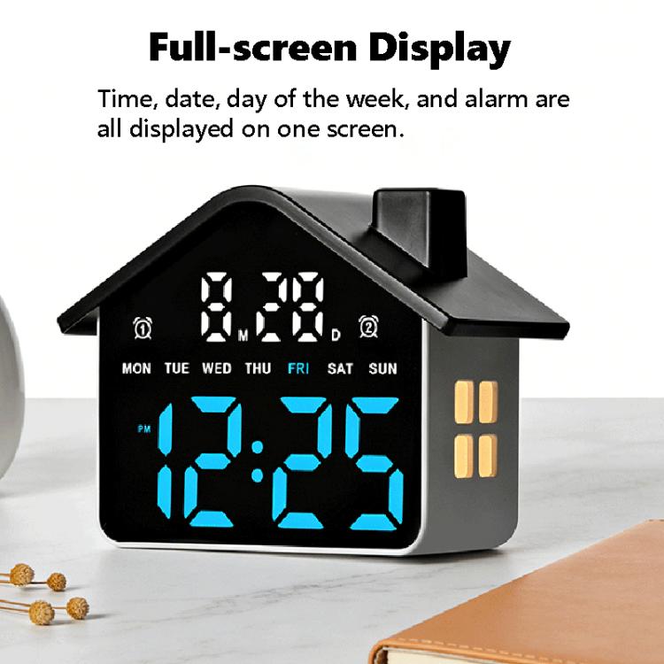 House-Shaped Digital Alarm Clock with Night Light Dual Alarms & Timer Function, 4-Level Brightness, GH9033 Black+Yellow Light, GH9033 Black+White Light, GH9033 Black+Red Light, GH9033 Black+Blue Light, GH9033 Black+Green Light, GH9033 White+White Light...