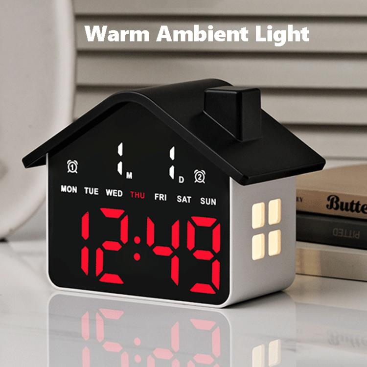 House-Shaped Digital Alarm Clock with Night Light Dual Alarms & Timer Function, 4-Level Brightness, GH9033 Black+Yellow Light, GH9033 Black+White Light, GH9033 Black+Red Light, GH9033 Black+Blue Light, GH9033 Black+Green Light, GH9033 White+White Light...