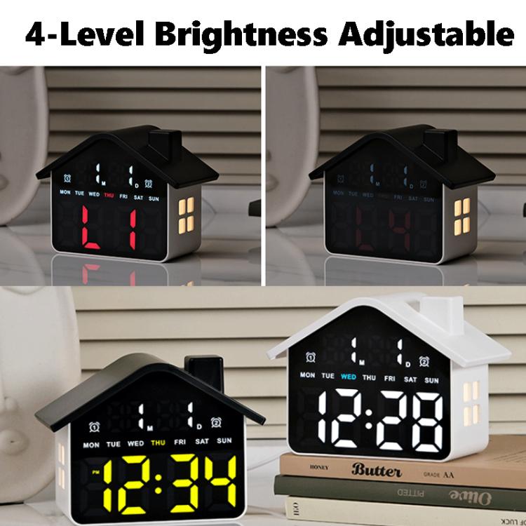 House-Shaped Digital Alarm Clock with Night Light Dual Alarms & Timer Function, 4-Level Brightness, GH9033 Black+Yellow Light, GH9033 Black+White Light, GH9033 Black+Red Light, GH9033 Black+Blue Light, GH9033 Black+Green Light, GH9033 White+White Light...