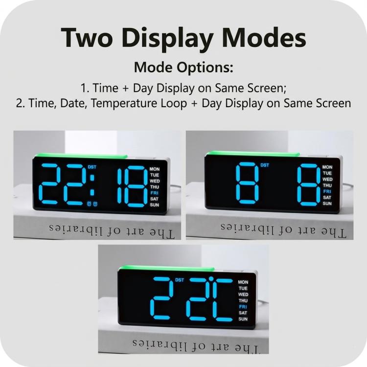 Digital Alarm Clock with RGB L-Shaped Night Light, Dual Alarms, Day/Date/Temperature Display, 3 Brightness Levels