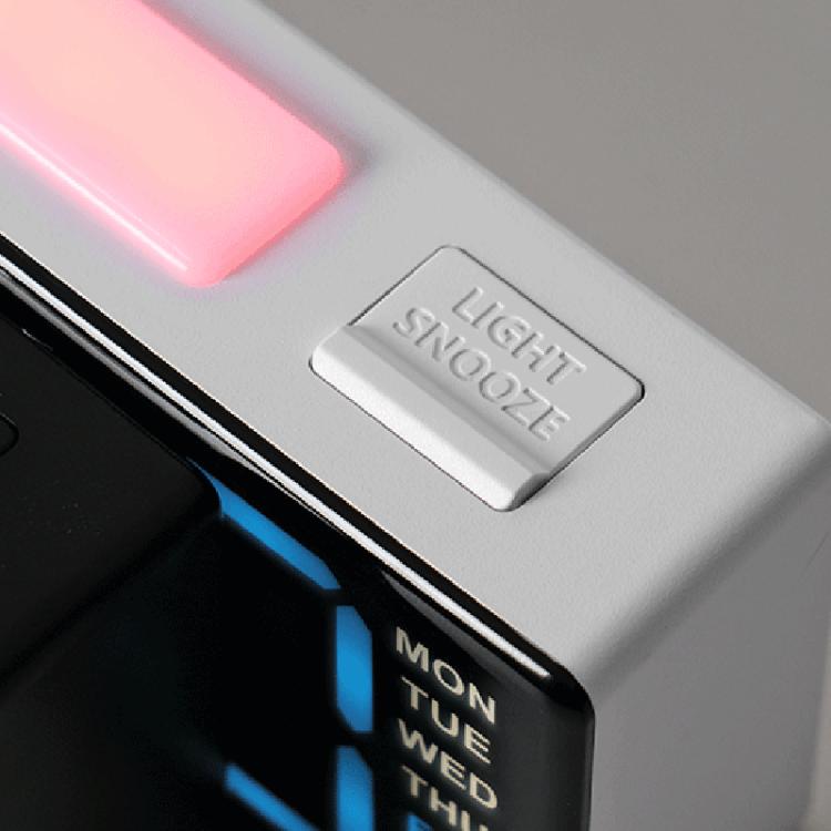 Digital Alarm Clock with RGB L-Shaped Night Light, Dual Alarms, Day/Date/Temperature Display, 3 Brightness Levels