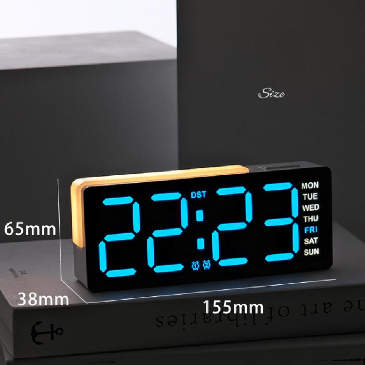 Digital Alarm Clock with RGB L-Shaped Night Light, Dual Alarms, Day/Date/Temperature Display, 3 Brightness Levels