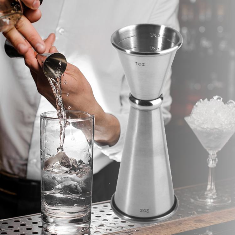304 Stainless Steel Dual-Ended Ounce Measuring Cup Bar Mixing Measuring Cup, LsCook 30/60ml Curved Edge