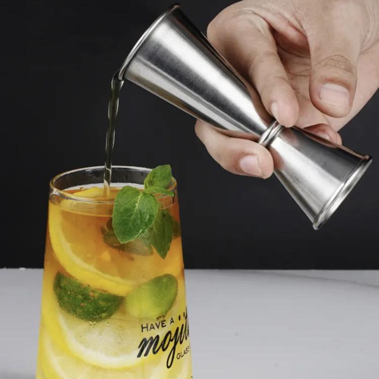 304 Stainless Steel Dual-Ended Ounce Measuring Cup Bar Mixing Measuring Cup, LsCook 30/60ml Curved Edge