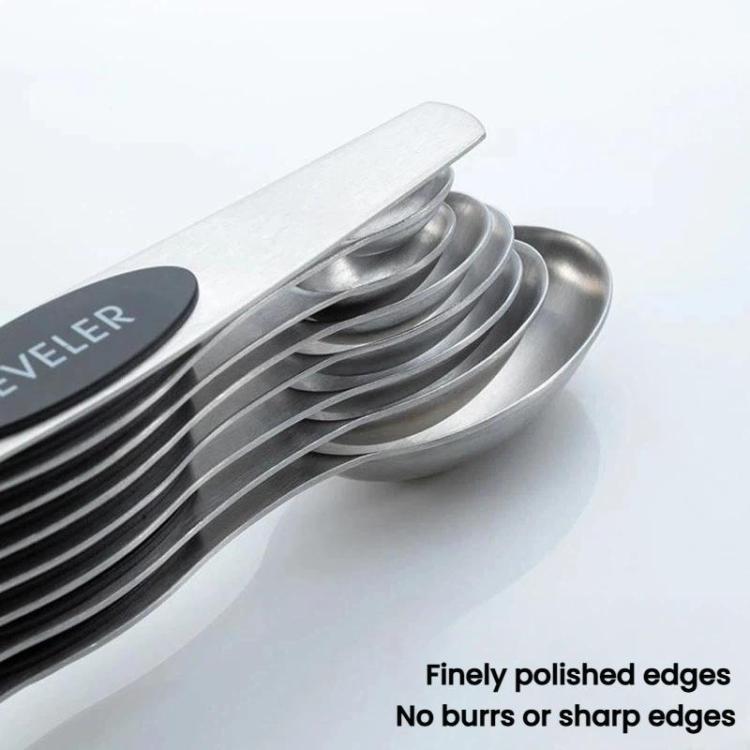 LsCook 8-Piece Set Magnetic Stainless Steel Double-Ended Measuring Spoon With Baking Markings