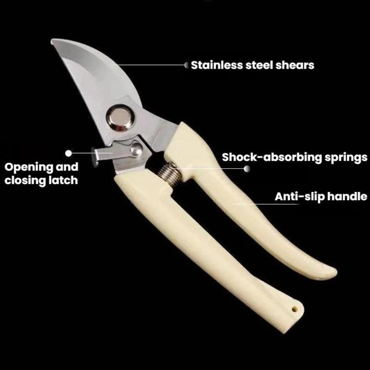 LsCook Heavy-Duty Stainless Steel Pruning Shears Multi-Purpose Gardening Shears, Ivory White Straight-Blade Card Packaging, Ivory White Curved-Blade Card Packaging