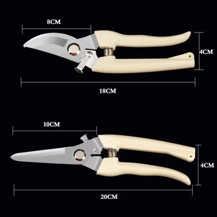 LsCook Heavy-Duty Stainless Steel Pruning Shears Multi-Purpose Gardening Shears, Ivory White Straight-Blade Card Packaging, Ivory White Curved-Blade Card Packaging