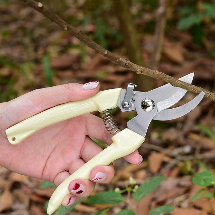 LsCook Heavy-Duty Stainless Steel Pruning Shears Multi-Purpose Gardening Shears, Ivory White Straight-Blade Card Packaging, Ivory White Curved-Blade Card Packaging
