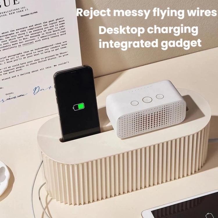 Desktop Wire Management Cable Box Power Socket & Power Cord Storage Cover Box, White, Blue, White With Wood Cover, Black With Wood Cover