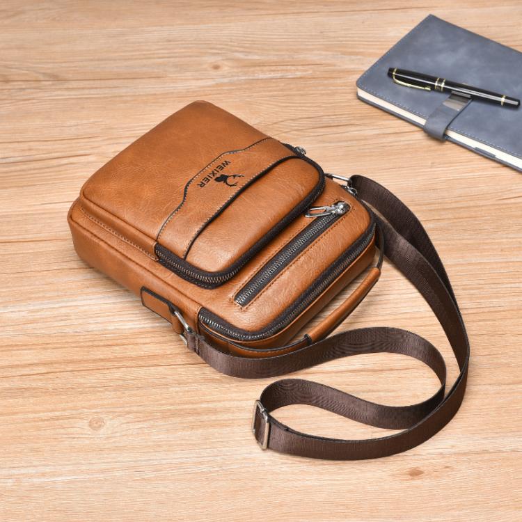 WEIXIER D1107 Men Vertical Crossbody Bag PU Leather Shoulder Bag