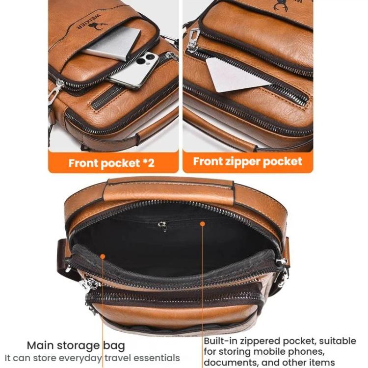 WEIXIER D1107 Men Vertical Crossbody Bag PU Leather Shoulder Bag