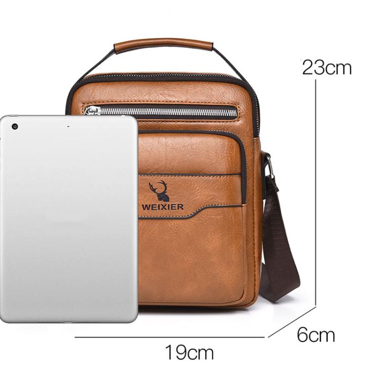 WEIXIER D1107 Men Vertical Crossbody Bag PU Leather Shoulder Bag