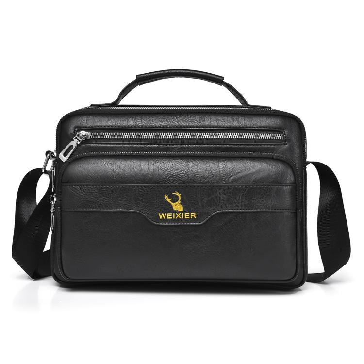 WEIXIER D1108 Men Business Retro Shoulder Bag Large Capacity Casual Waterproof PU Crossbody Bag