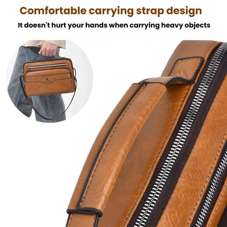 WEIXIER D1108 Men Business Retro Shoulder Bag Large Capacity Casual Waterproof PU Crossbody Bag