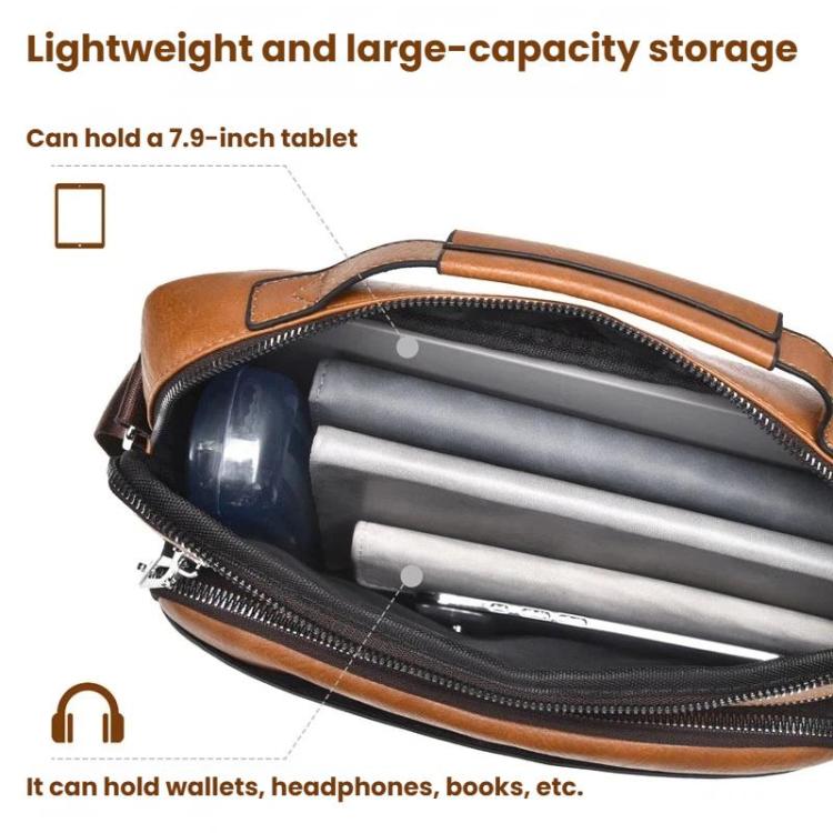 WEIXIER D1108 Men Business Retro Shoulder Bag Large Capacity Casual Waterproof PU Crossbody Bag