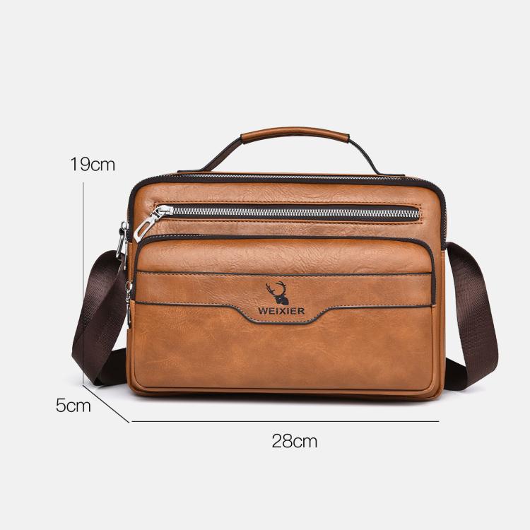 WEIXIER D1108 Men Business Retro Shoulder Bag Large Capacity Casual Waterproof PU Crossbody Bag
