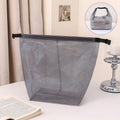 Waterproof EVA Mesh Toiletry Bag Portable Travel Storage Organizer For Bathroom Gym Swimming Makeup Wash Bag With Buckle Closure, Large Transparent Gray, Small Transparent Gray, Large Transparent White, Small Transparent White