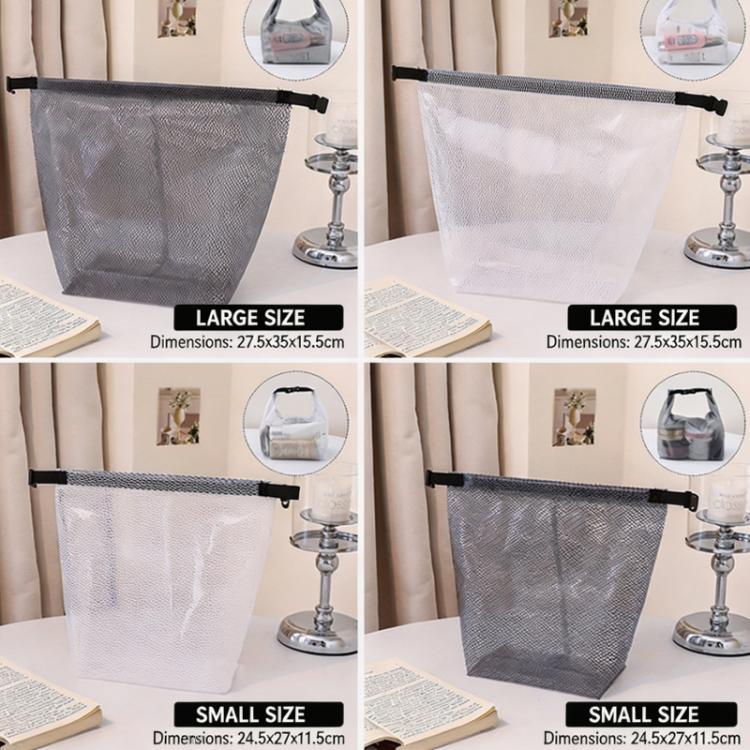 Waterproof EVA Mesh Toiletry Bag Portable Travel Storage Organizer For Bathroom Gym Swimming Makeup Wash Bag With Buckle Closure, Large Transparent Gray, Small Transparent Gray, Large Transparent White, Small Transparent White