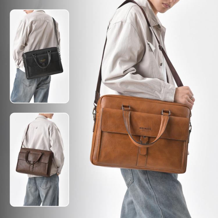 WEIXIER T665 Men Vintage Business Tote Bag Large Capacity Waterproof Laptop Bag
