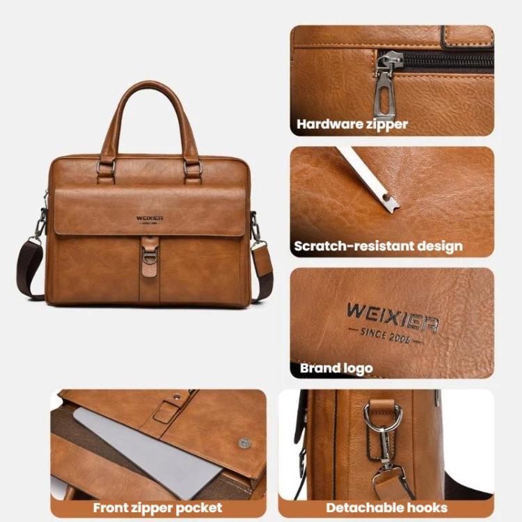 WEIXIER T665 Men Vintage Business Tote Bag Large Capacity Waterproof Laptop Bag