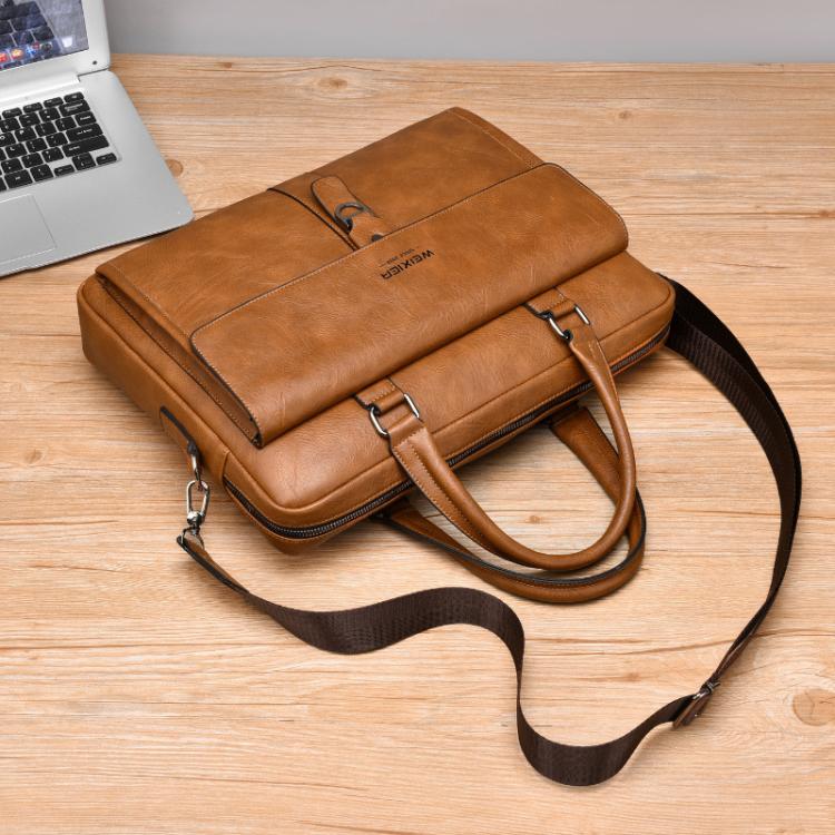 WEIXIER T665 Men Vintage Business Tote Bag Large Capacity Waterproof Laptop Bag