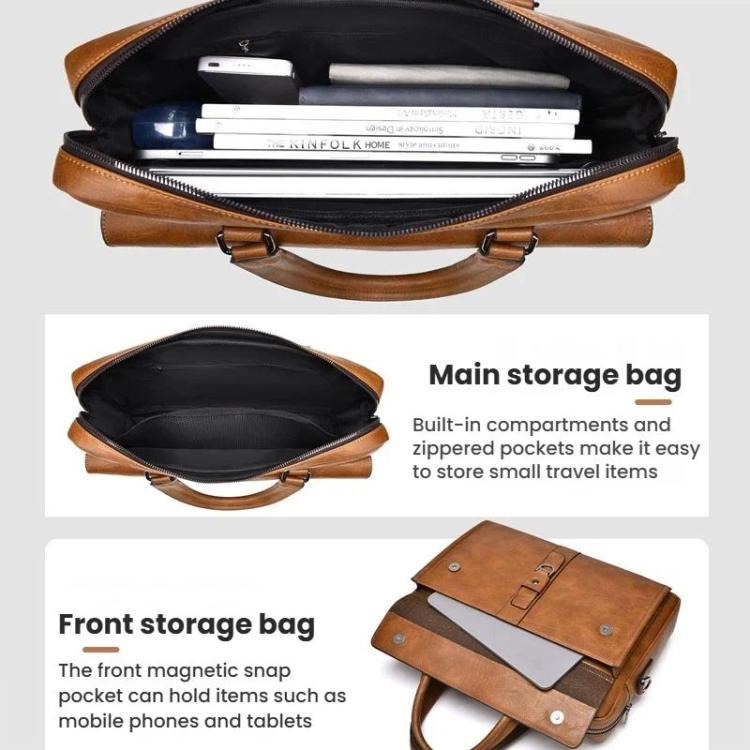 WEIXIER T665 Men Vintage Business Tote Bag Large Capacity Waterproof Laptop Bag