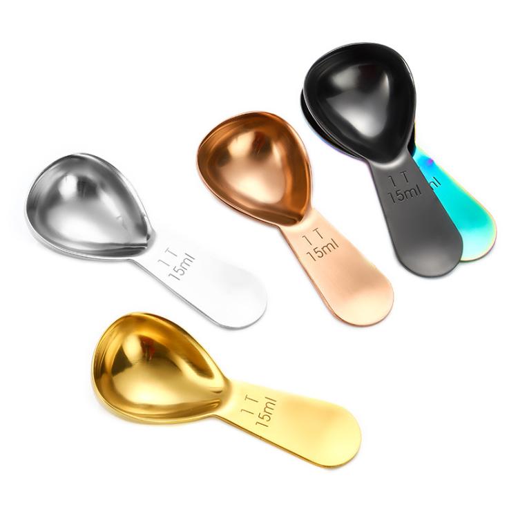 15ml 304 Stainless Steel Thickened Coffee Spoon With Scale Measuring Bean Spoon, 15ml