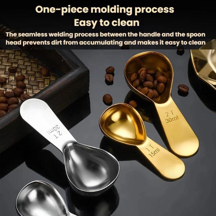 15ml 304 Stainless Steel Thickened Coffee Spoon With Scale Measuring Bean Spoon, 15ml