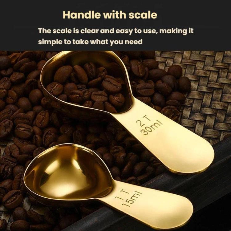 15ml 304 Stainless Steel Thickened Coffee Spoon With Scale Measuring Bean Spoon, 15ml