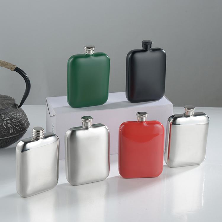 6 oz Hip Flask for Liquor for Men & Women 304 Stainless Steel Leakproof Pocket Flask with Screw Cap Portable Alcohol Whiskey Flask