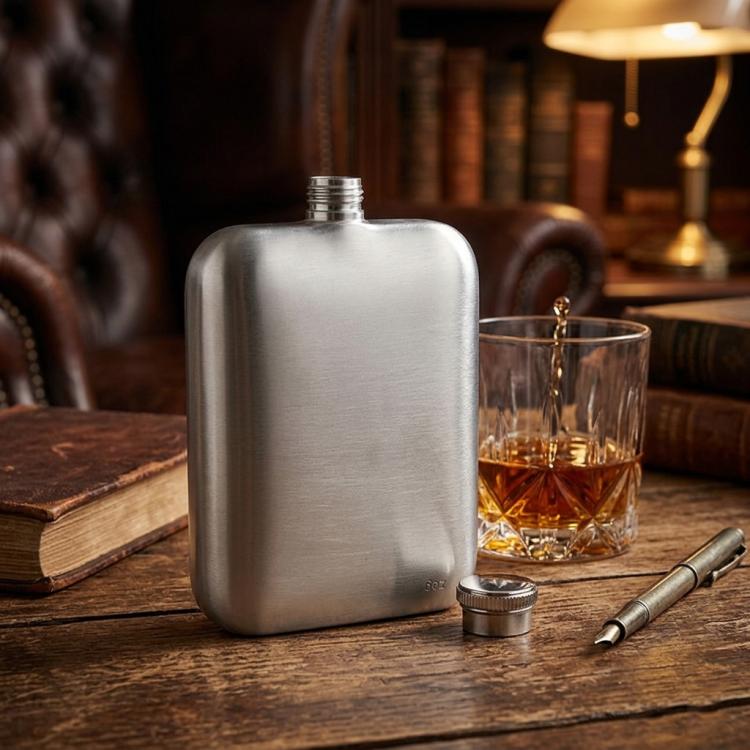 6 oz Hip Flask for Liquor for Men & Women 304 Stainless Steel Leakproof Pocket Flask with Screw Cap Portable Alcohol Whiskey Flask