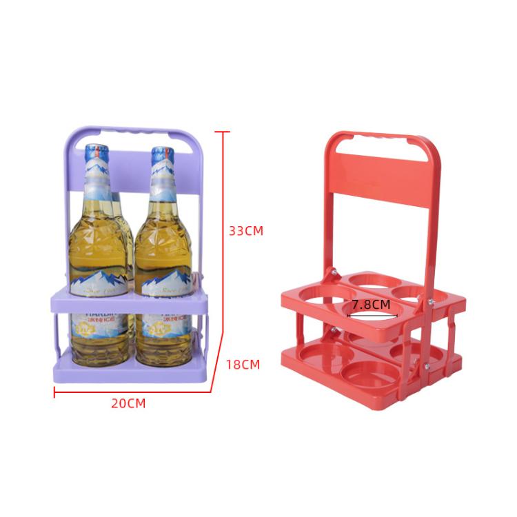 4-Hole Foldable Beer Bottle Carrier Portable Plastic Beverage Caddy with Handle Collapsible Drink Holder Organizer for Wine, Soda, Cocktails