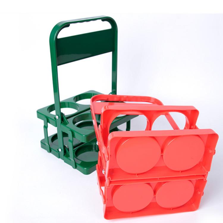 4-Hole Foldable Beer Bottle Carrier Portable Plastic Beverage Caddy with Handle Collapsible Drink Holder Organizer for Wine, Soda, Cocktails