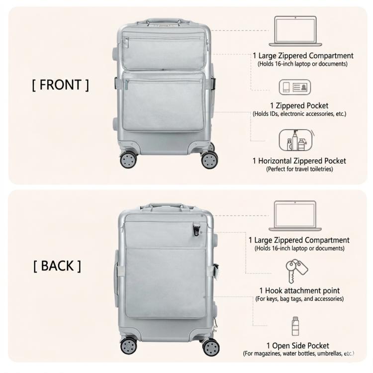 BUBM Luggage Attachment Organizer Bag Multifunctional Travel Bag External Laptop Sleeve for 16 inch Notebook