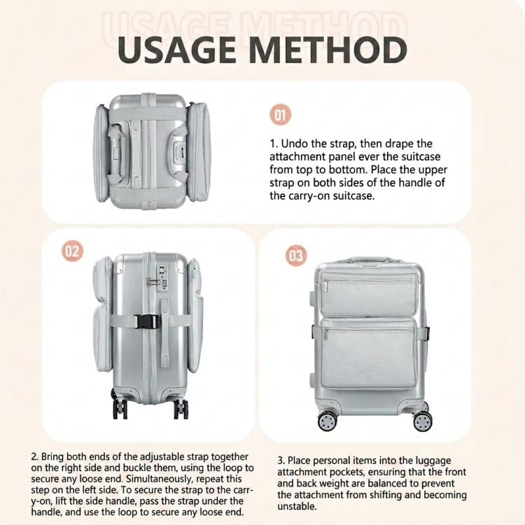 BUBM Luggage Attachment Organizer Bag Multifunctional Travel Bag External Laptop Sleeve for 16 inch Notebook