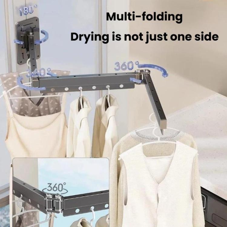Drill-Free Folding Clothes Drying Rack Balcony Invisible Retractable Clothesline, 1-Fold Grey, 2-Fold Grey, 3-Fold Grey, 4-Fold Grey, 5-Fold Grey, 1-Fold White, 2-Fold White, 3-Fold White, 4-Fold White, 5-Fold White