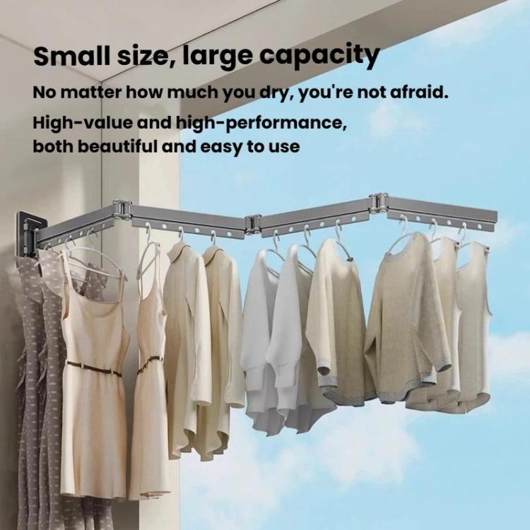 Drill-Free Folding Clothes Drying Rack Balcony Invisible Retractable Clothesline, 1-Fold Grey, 2-Fold Grey, 3-Fold Grey, 4-Fold Grey, 5-Fold Grey, 1-Fold White, 2-Fold White, 3-Fold White, 4-Fold White, 5-Fold White