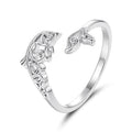 Copper Plated With White Gold Adjustable Ocean Life Opening Ring, YIR302-E, YIR303-E, YIR304-E