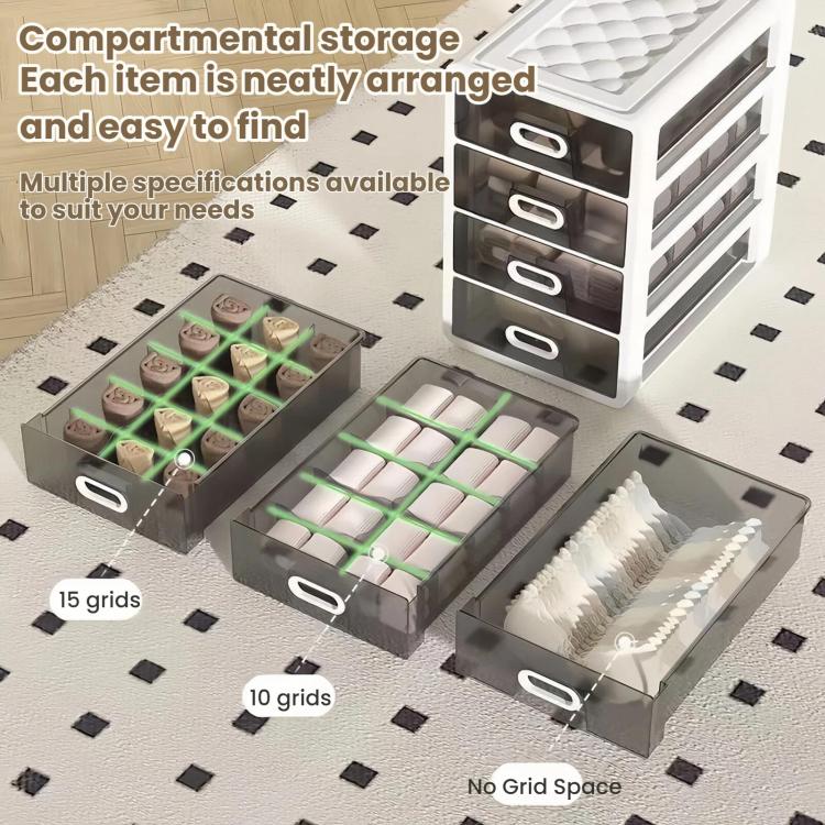 Large-Capacity Drawer-Style Underwear Sock Organizer Storage Box, No Grid Space, 10 Grid Spaces, 15 Grid Spaces, No Grid Space + 10 Grid Spaces, No Grid Space + 15 Grid Spaces, 10 Grid Spaces + 15 Grid Spaces                                            ...