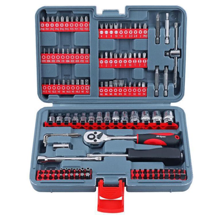 Hi-Spec 126 In 1 1/4 Inch Auto Repair Tool Set, Special-Shaped Bits, Driver Sockets & Ratchet Wrench, 126 In 1