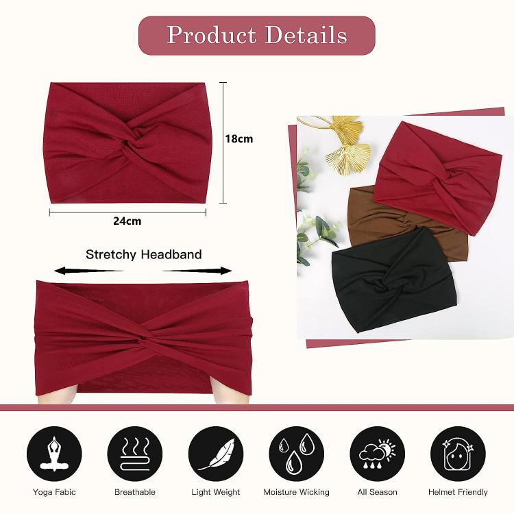 Extra Wide Elastic Cross Headband For Women Yoga Running Sports Headband