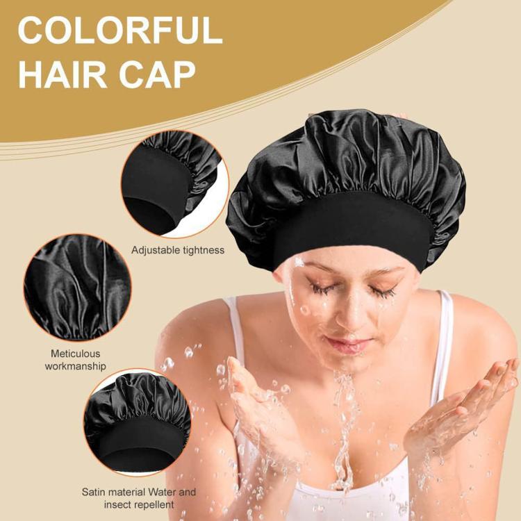 Adjustable Women Shower Cap Wide Brim Sleep Cap For Chemotherapy Hair Care