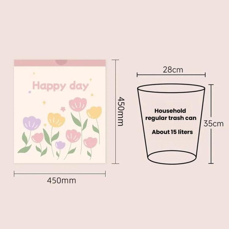 50pcs / roll  Household Thickened Portable Garbage Bags Kitchen Disposable Drawstring Trash Bags, Tulip, Lavender, Black, White, Green