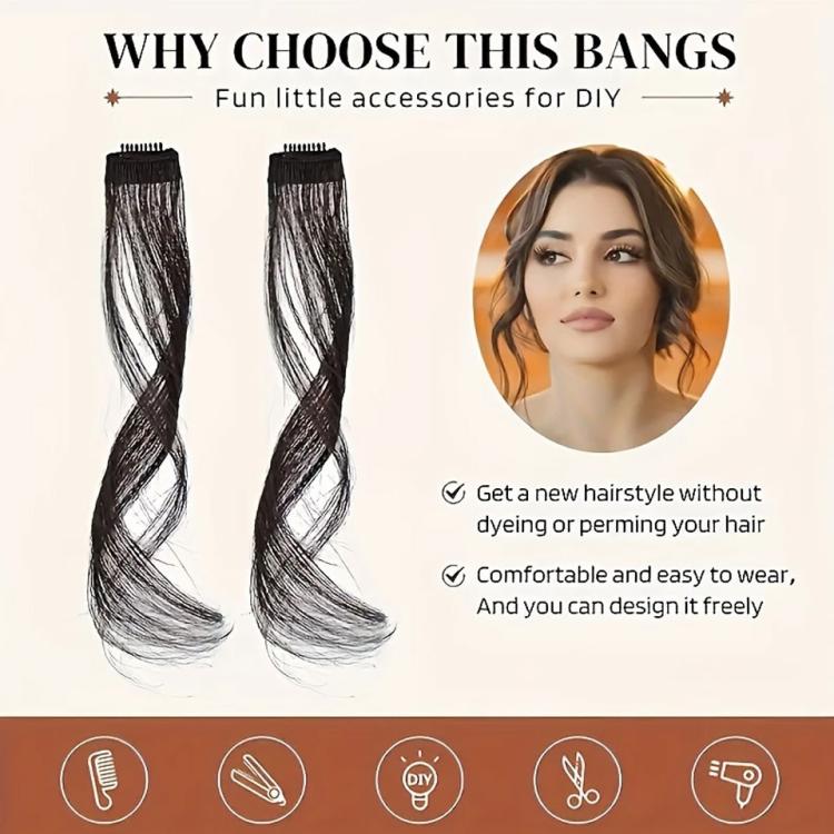 Dragon Beard Bangs Hair Extensions Clip in Long Wispy Bangs for Women Side Fringe Hairpieces for Daily Wear DIY Hair Styling, 25cm, 35cm