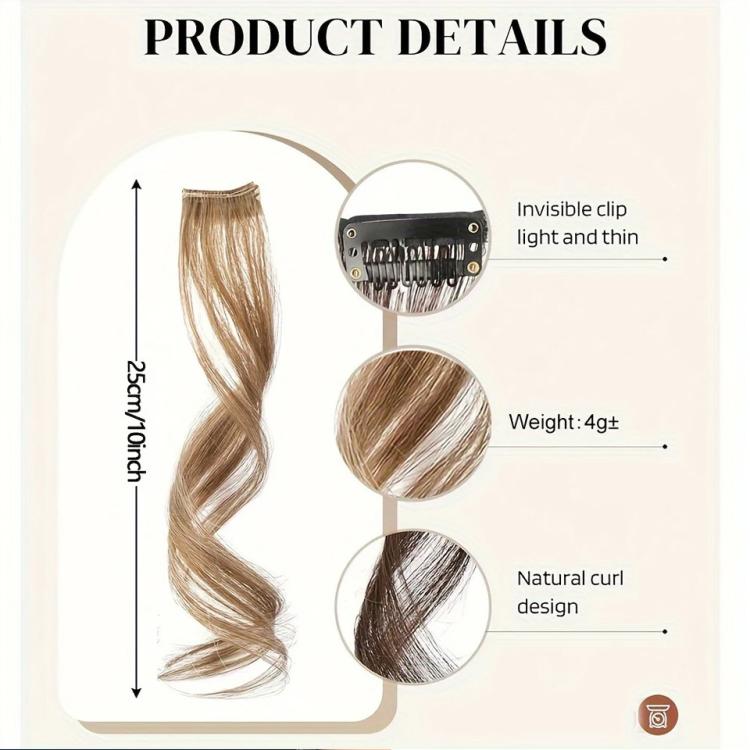 Dragon Beard Bangs Hair Extensions Clip in Long Wispy Bangs for Women Side Fringe Hairpieces for Daily Wear DIY Hair Styling, 25cm, 35cm