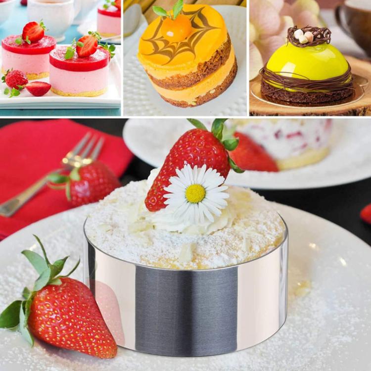 Stainless Steel Mousse Ring Pudding Mold Cake Baking Mold With Press Plate, LsCook Round
