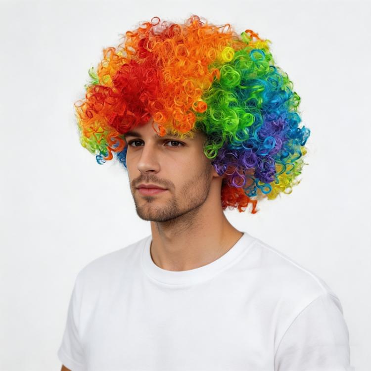 Colorful Afro Wig for Adults & Kids Rainbow Clown Wig for Cosplay Party Funny Curly Disco Wig Costume Accessories
