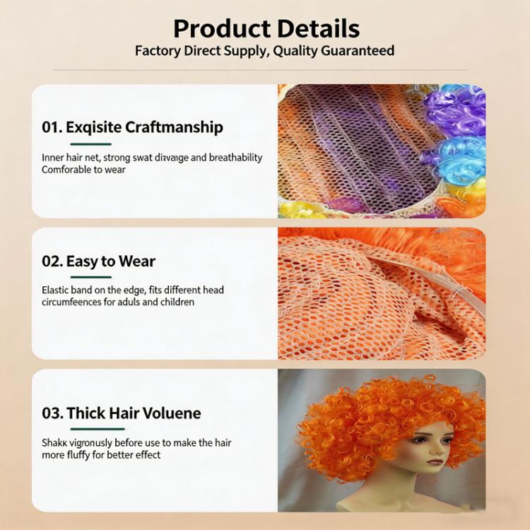 Colorful Afro Wig for Adults & Kids Rainbow Clown Wig for Cosplay Party Funny Curly Disco Wig Costume Accessories