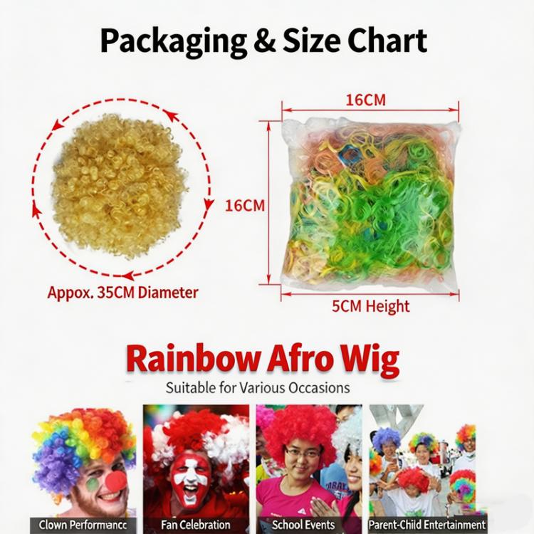 Colorful Afro Wig for Adults & Kids Rainbow Clown Wig for Cosplay Party Funny Curly Disco Wig Costume Accessories